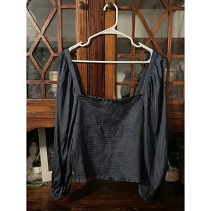 J. Crew Squareneck Smocked Featherweight Satin Cropped Top Size XL